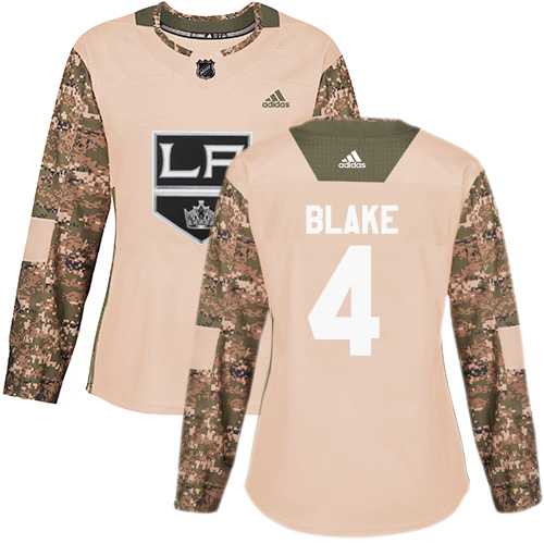Women's Adidas Los Angeles Kings #4 Rob Blake Camo Authentic 2017 Veterans Day Stitched NHL Jersey