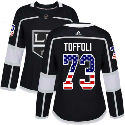 Women's Adidas Los Angeles Kings #73 Tyler Toffoli Black Home Authentic USA Flag Stitched NHL Jersey