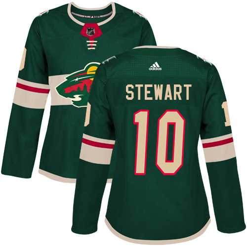 Women's Adidas Minnesota Wild #10 Chris Stewart Green Home Authentic Stitched NHL