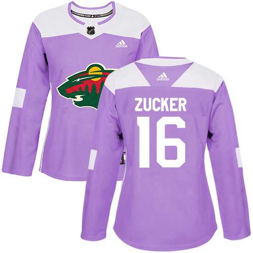 Women's Adidas Minnesota Wild #16 Jason Zucker Purple Authentic Fights Cancer Stitched NHL
