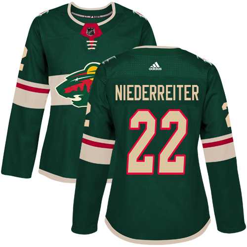 Women's Adidas Minnesota Wild #22 Nino Niederreiter Green Home Authentic Stitched NHL Jersey