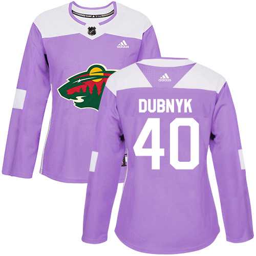 Women's Adidas Minnesota Wild #40 Devan Dubnyk Purple Authentic Fights Cancer Stitched NHL