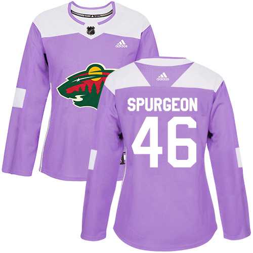 Women's Adidas Minnesota Wild #46 Jared Spurgeon Purple Authentic Fights Cancer Stitched NHL
