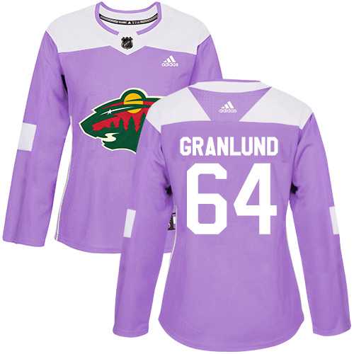 Women's Adidas Minnesota Wild #64 Mikael Granlund Purple Authentic Fights Cancer Stitched NHL