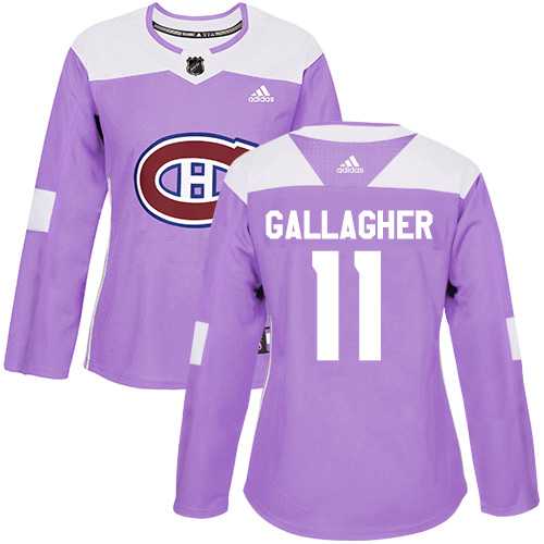 Women's Adidas Montreal Canadiens #11 Brendan Gallagher Purple Authentic Fights Cancer Stitched NHL