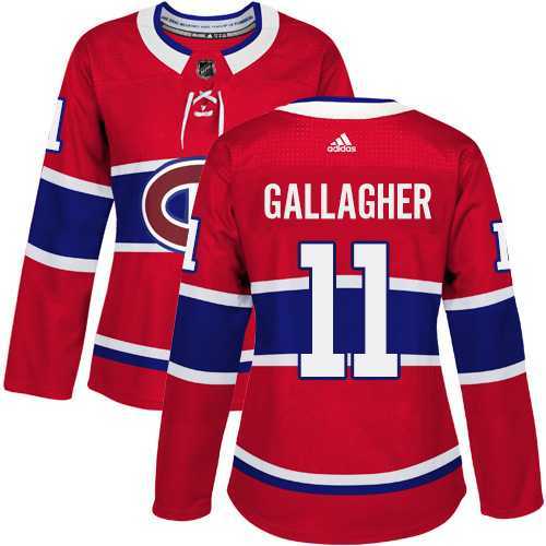 Women's Adidas Montreal Canadiens #11 Brendan Gallagher Red Home Authentic Stitched NHL Jersey
