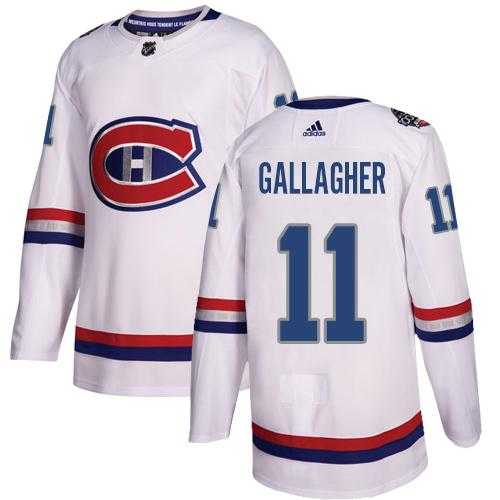 Women's Adidas Montreal Canadiens #11 Brendan Gallagher White Authentic 2017 100 Classic Stitched NHL Jersey