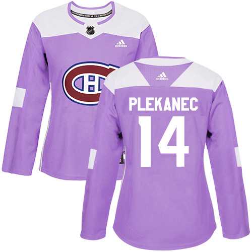 Women's Adidas Montreal Canadiens #14 Tomas Plekanec Purple Authentic Fights Cancer Stitched NHL