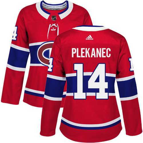 Women's Adidas Montreal Canadiens #14 Tomas Plekanec Red Home Authentic Stitched NHL Jersey