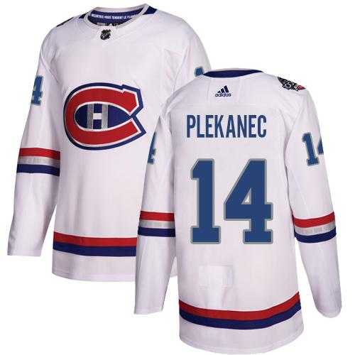 Women's Adidas Montreal Canadiens #14 Tomas Plekanec White Authentic 2017 100 Classic Stitched NHL Jersey
