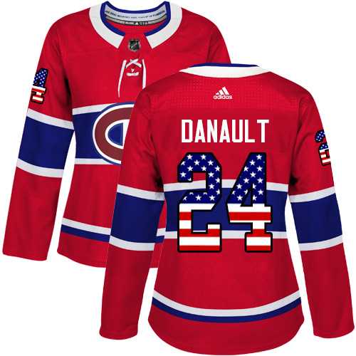 Women's Adidas Montreal Canadiens #24 Phillip Danault Red Home Authentic USA Flag Stitched NHL Jersey