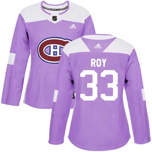 Women's Adidas Montreal Canadiens #33 Patrick Roy Purple Authentic Fights Cancer Stitched NHL