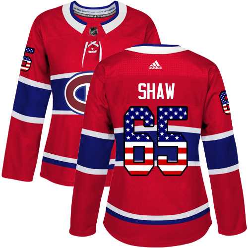 Women's Adidas Montreal Canadiens #65 Andrew Shaw Red Home Authentic USA Flag Stitched NHL Jersey