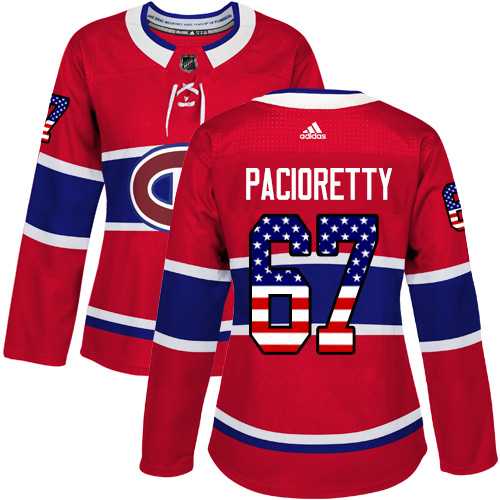 Women's Adidas Montreal Canadiens #67 Max Pacioretty Red Home Authentic USA Flag Stitched NHL Jersey