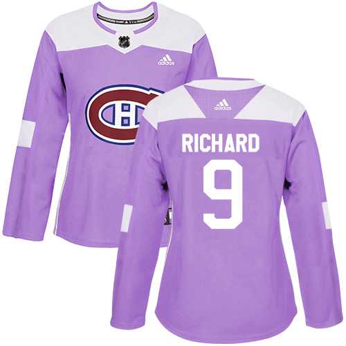 Women's Adidas Montreal Canadiens #9 Maurice Richard Purple Authentic Fights Cancer Stitched NHL