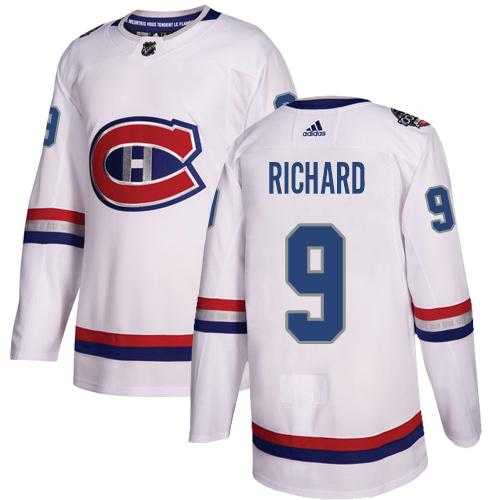 Women's Adidas Montreal Canadiens #9 Maurice Richard White Authentic 2017 100 Classic Stitched NHL Jersey