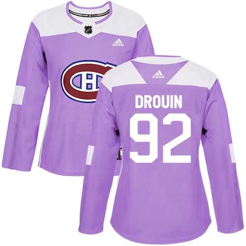 Women's Adidas Montreal Canadiens #92 Jonathan Drouin Purple Authentic Fights Cancer Stitched NHL