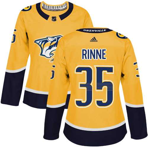 Women's Adidas Nashville Predators #35 Pekka Rinne Yellow Home Authentic Stitched NHL Jersey