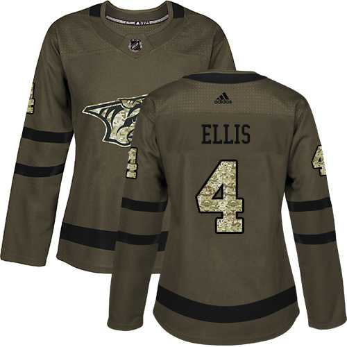 Women's Adidas Nashville Predators #4 Ryan Ellis Green Salute to Service Stitched NHL Jersey