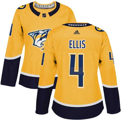 Women's Adidas Nashville Predators #4 Ryan Ellis Yellow Home Authentic Stitched NHL Jersey