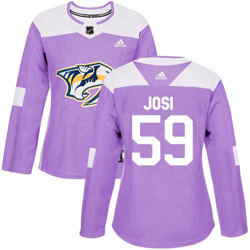 Women's Adidas Nashville Predators #59 Roman Josi Purple Authentic Fights Cancer Stitched NHL