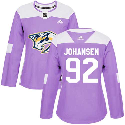 Women's Adidas Nashville Predators #92 Ryan Johansen Purple Authentic Fights Cancer Stitched NHL