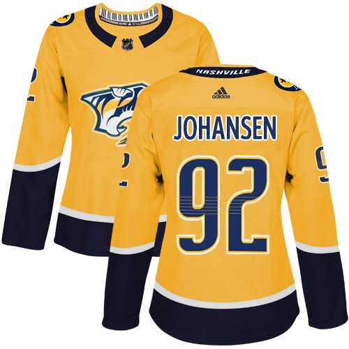 Women's Adidas Nashville Predators #92 Ryan Johansen Yellow Home Authentic Stitched NHL Jersey
