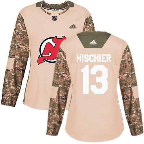 Women's Adidas New Jersey Devils #13 Nico Hischier Camo Authentic 2017 Veterans Day Stitched NHL Jersey