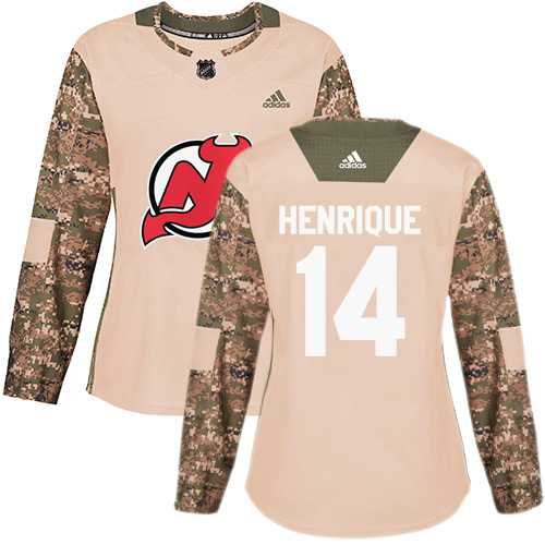 Women's Adidas New Jersey Devils #14 Adam Henrique Camo Authentic 2017 Veterans Day Stitched NHL Jersey