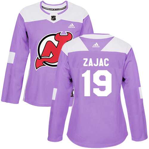 Women's Adidas New Jersey Devils #19 Travis Zajac Purple Authentic Fights Cancer Stitched NHL Jersey