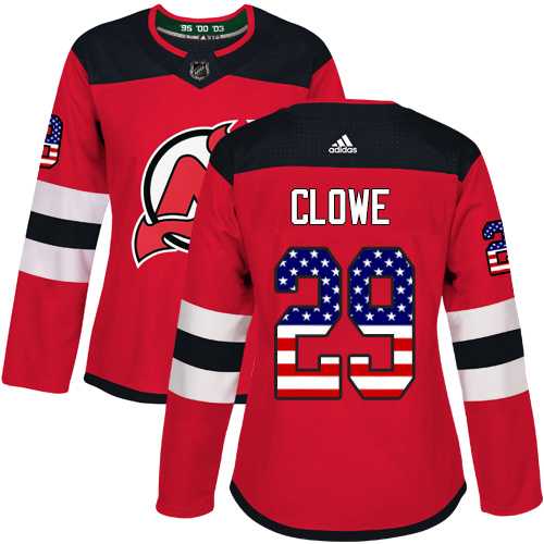 Women's Adidas New Jersey Devils #29 Ryane Clowe Red Home Authentic USA Flag Stitched NHL Jersey