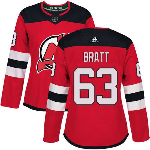 Women's Adidas New Jersey Devils #63 Jesper Bratt Red Home Authentic Stitched NHL
