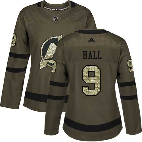 Women's Adidas New Jersey Devils #9 Taylor Hall Green Salute to Service Stitched NHL Jersey