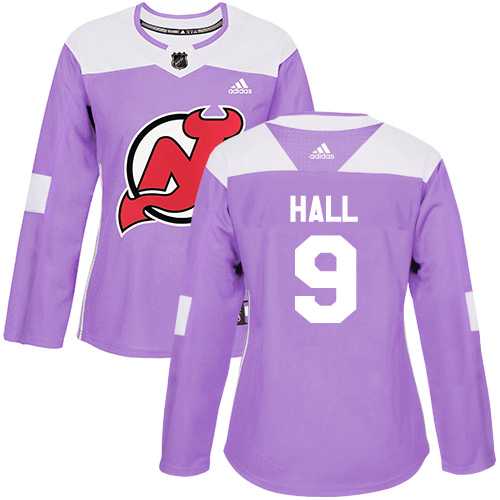 Women's Adidas New Jersey Devils #9 Taylor Hall Purple Authentic Fights Cancer Stitched NHL Jersey