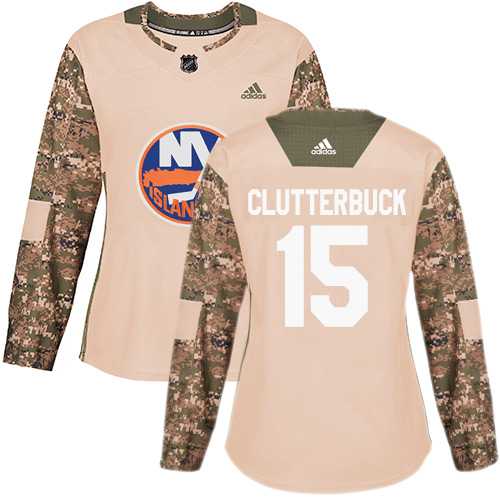 Women's Adidas New York Islanders #15 Cal Clutterbuck Camo Authentic 2017 Veterans Day Stitched NHL Jersey