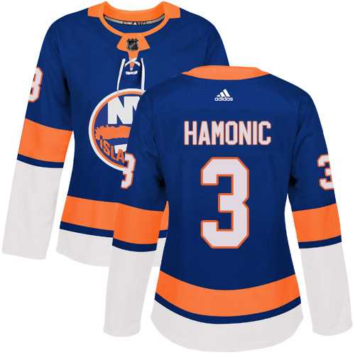 Women's Adidas New York Islanders #3 Travis Hamonic Royal Blue Home Authentic Stitched NHL Jersey