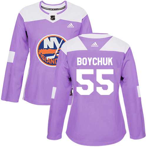 Women's Adidas New York Islanders #55 Johnny Boychuk Purple Authentic Fights Cancer Stitched NHL Jersey