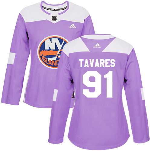 Women's Adidas New York Islanders #91 John Tavares Purple Authentic Fights Cancer Stitched NHL Jersey