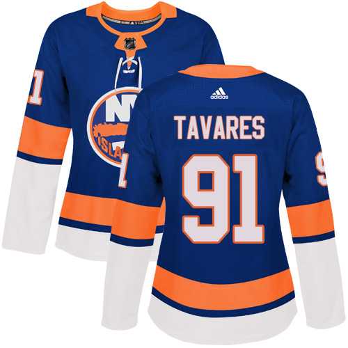 Women's Adidas New York Islanders #91 John Tavares Royal Blue Home Authentic Stitched NHL Jersey