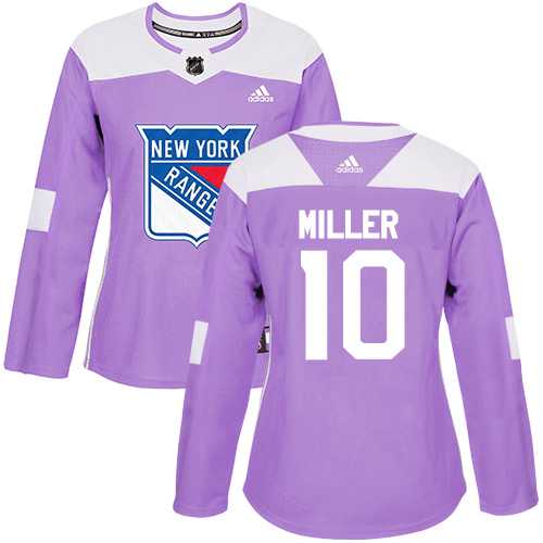 Women's Adidas New York Rangers #10 J.T. Miller Purple Authentic Fights Cancer Stitched NHL Jersey
