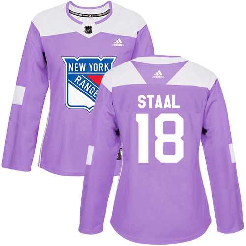 Women's Adidas New York Rangers #18 Marc Staal Purple Authentic Fights Cancer Stitched NHL Jersey