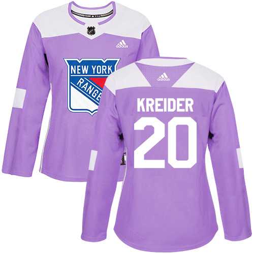 Women's Adidas New York Rangers #20 Chris Kreider Purple Authentic Fights Cancer Stitched NHL Jersey