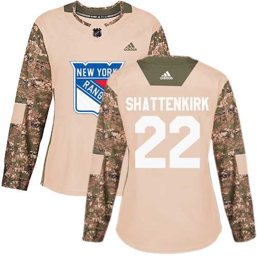 Women's Adidas New York Rangers #22 Kevin Shattenkirk Camo Authentic 2017 Veterans Day Stitched NHL Jersey
