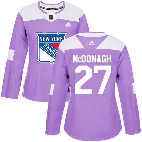 Women's Adidas New York Rangers #27 Ryan McDonagh Purple Authentic Fights Cancer Stitched NHL Jersey