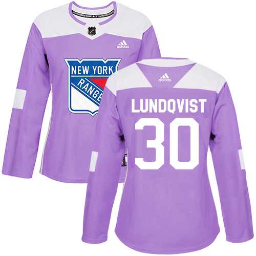 Women's Adidas New York Rangers #30 Henrik Lundqvist Purple Authentic Fights Cancer Stitched NHL Jersey