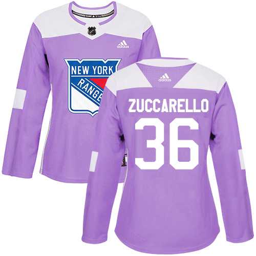 Women's Adidas New York Rangers #36 Mats Zuccarello Purple Authentic Fights Cancer Stitched NHL Jersey
