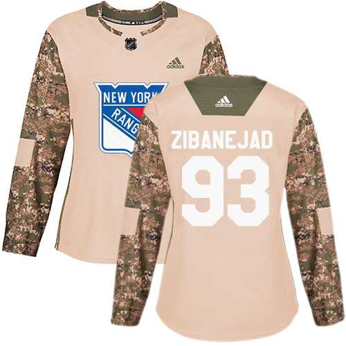 Women's Adidas New York Rangers #93 Mika Zibanejad Camo Authentic 2017 Veterans Day Stitched NHL Jersey