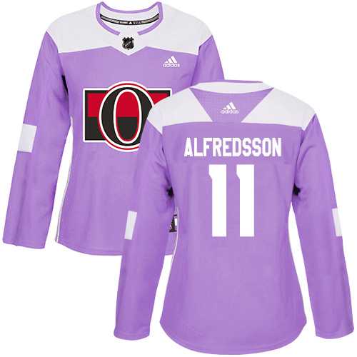 Women's Adidas Ottawa Senators #11 Daniel Alfredsson Purple Authentic Fights Cancer Stitched NHL Jersey