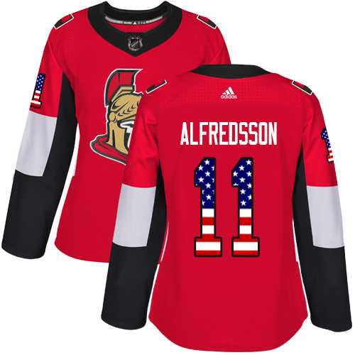 Women's Adidas Ottawa Senators #11 Daniel Alfredsson Red Home Authentic USA Flag Stitched NHL Jersey