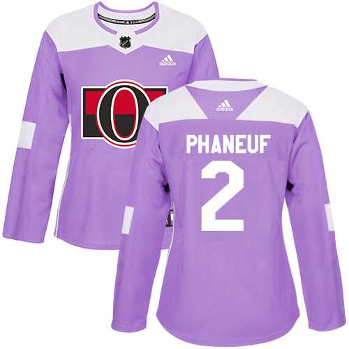 Women's Adidas Ottawa Senators #2 Dion Phaneuf Purple Authentic Fights Cancer Stitched NHL Jersey